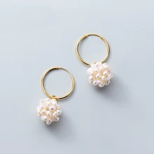 MloveAcc 925 Настоящее серебро 925 пробы Серьги жемчужные бусы серьги-шарики для очарования Женщины Девушки изысканное Серебряное украшение