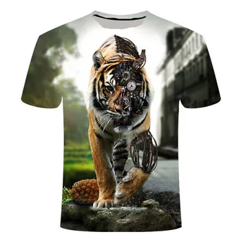 

New men's 3DT shirt animal print 3DT shirt men's top hip-hop 3d printing animal O-neck t-shirt short sleeve top
