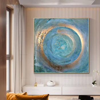 

Abstract Blue Painting Oil Canvas Painting Scandinavian Posters and Prints Cuadros Wall Art Pictures for Living Room Decoration