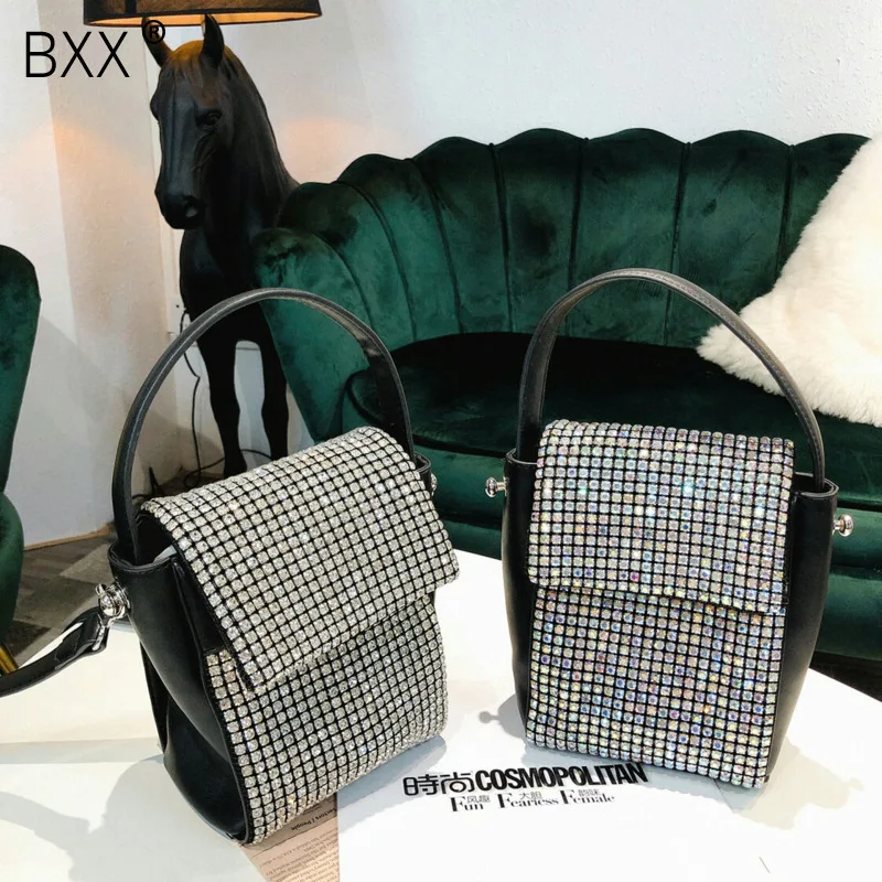 

[BXX] Women's Single Shoulder Crossbody Bag All-match Flap 2019 Summer Luxury Brand Designer Diamond Female Party Handbag HG798
