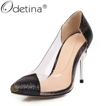 

Women Classics Strange Style Extreme High Heel New Wedding Pumps Female Retro Crystal Slip On Snakeskin Pointed Toe Party Pumps