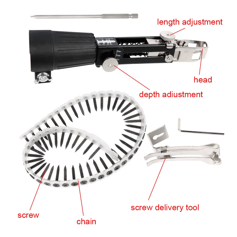 Цепной гвоздь адаптер автоматический винт Спайк Цепь Гвоздь пистолет для аккумуляторной мощной дрели насадка электрическая дрель