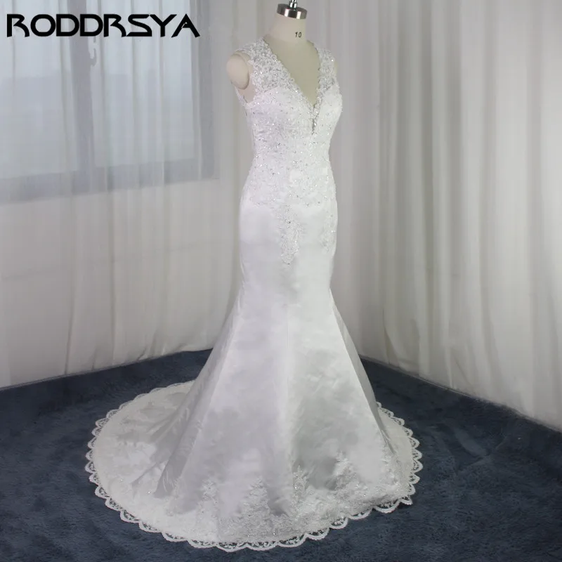 Best Price Mermaid Trouwjurken Sexy Open Back Suknia Slubna Kant Applicaties Kralen V-hals Vestido De Noiva 2020 Robe De Mariee