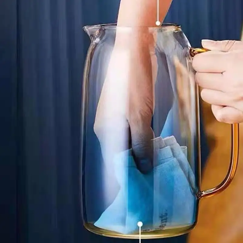 1 Piece 1500ml Glass Carafe 300ml Glass Mug Gradient Blue Nordic Glassware Heat Resistant Jug and Cup Table Decor