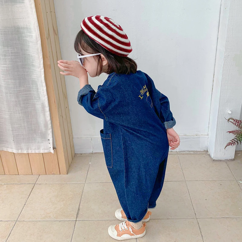 Kids Clothing Jumpsuit Girls Korean-Style Denim Baby Japanes Children Letter Autumn Boys