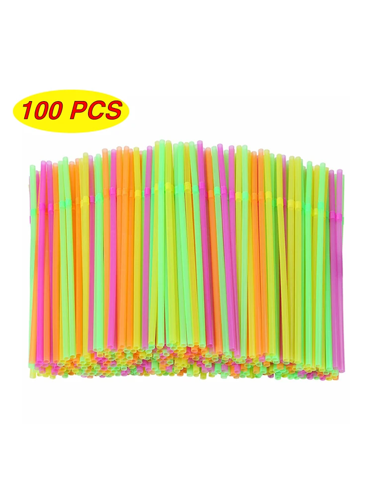 Assorted Bright Colors Straight EZ Straws 