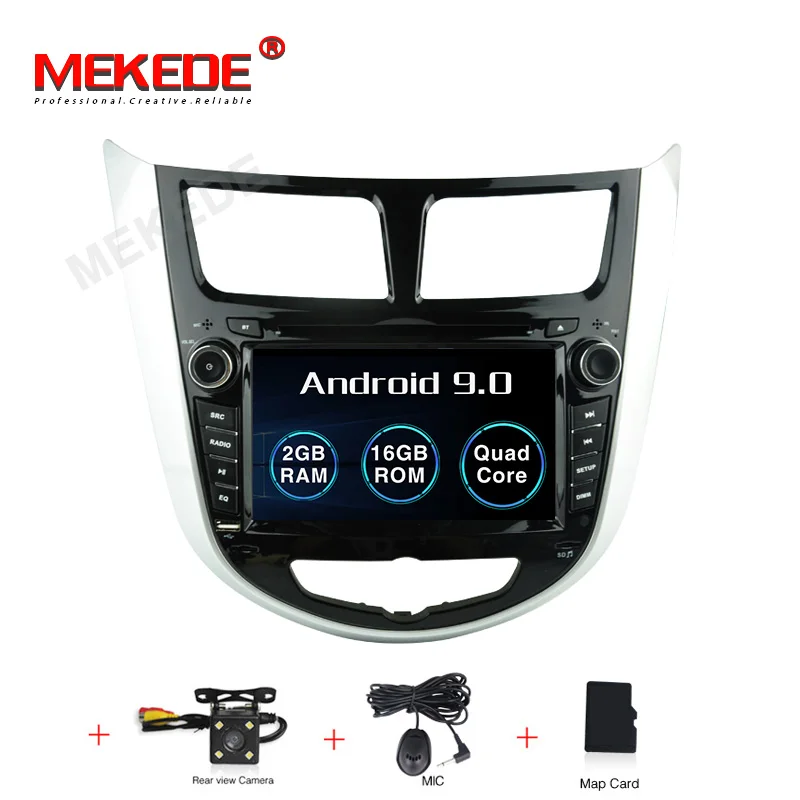 MEDEKE " Android 9,0 4+ 64G Восьмиядерный навигационный GPS автомобильный радиоприёмник мультимедийный видеоплеер для HYUNDAI VERNA/ACCENT/SOLARIS - Цвет: 16G car dvd camera