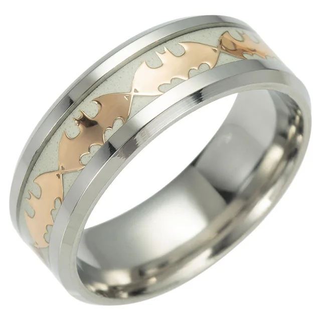 Модный светящийся покрытый серебром кольцо темно-золотой дракон инкрустация зеленый фон Модные мужские флуоресцентные светящиеся кольца семейный подарок - Цвет основного камня: SZX-1