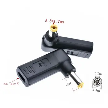 

Notebook Power Converter TYPE-C Female To 5.5X1.7MM Public Scam PD Fast Charge Elbow for Acer Laptop Adapter