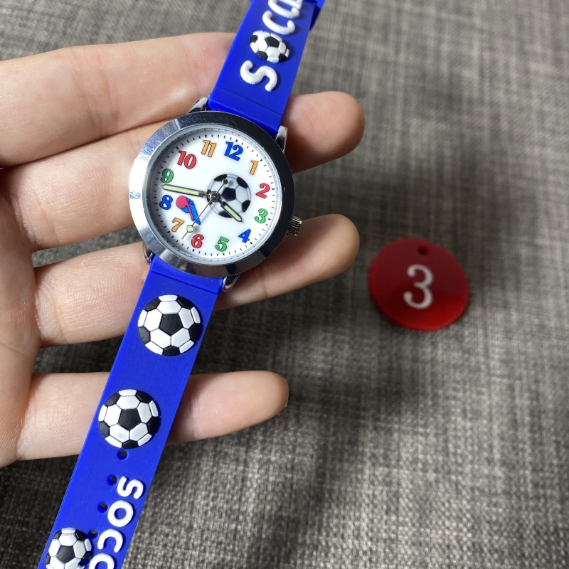 

Soft Silicone Football Cartoon Round Dial Children's Watch for Boys Girls Gifts School Clock Sports Luminous Quartz Wrist Watch