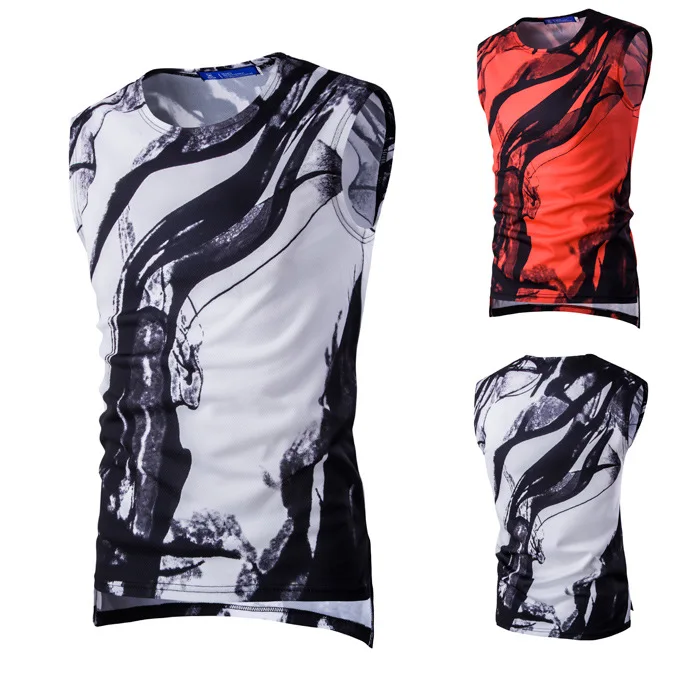 Summer Fashion Western Style Men Digital Printing Breathable Mesh Tank-top Men'S Wear
