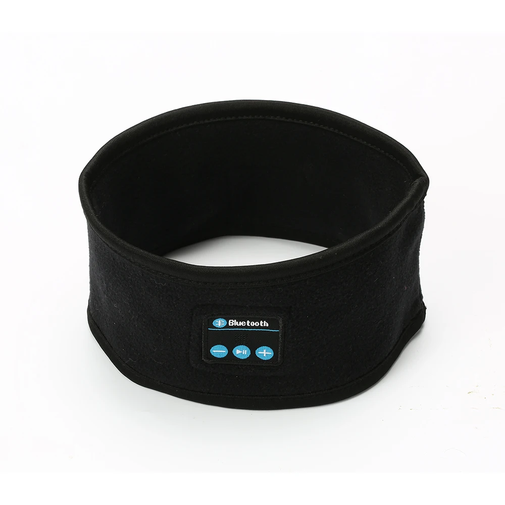 Новые беспроводные Bluetooth наушники для сна, йоги, головной убор, мягкая теплая спортивная умная шапка, умный динамик, стерео шарф, гарнитура с микрофоном - Цвет: Black