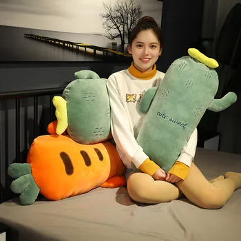 

70-140cm Soft Fruit Cartoon Long Pillow Cushion Cute Strawberry Cactus Carrot Plush Toy Stuffed Lovely kids Birthday Gift