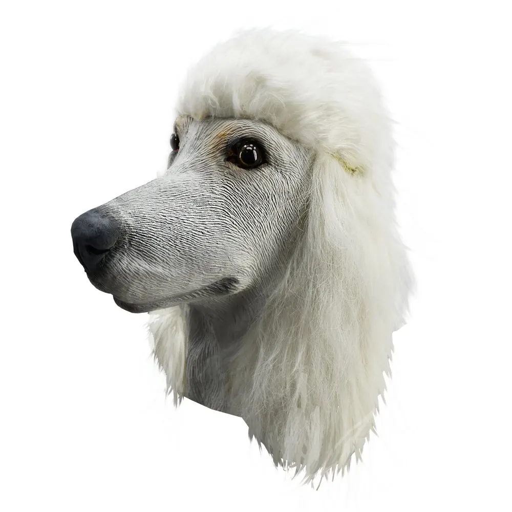 

Halloween Mask Costume Party Poodle Dog Full Head Masquerade Animal Super Bowl Underdog Cosplay Latex Realistic Breathable Props