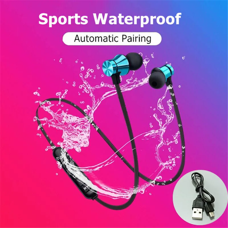 Magnetic Wireless bluetooth Earphone Music Headset Phone Neckband Sport Earbuds Earphone With Mic For iPhone 7 Samsung Xiaomi