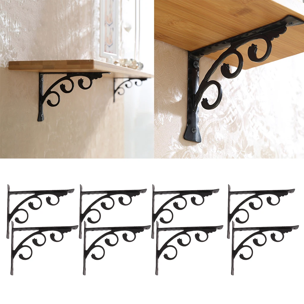 8Pcs Wall Shelf Bracket Book Shelf Supports Storage L Corner Brace for Bookstore
