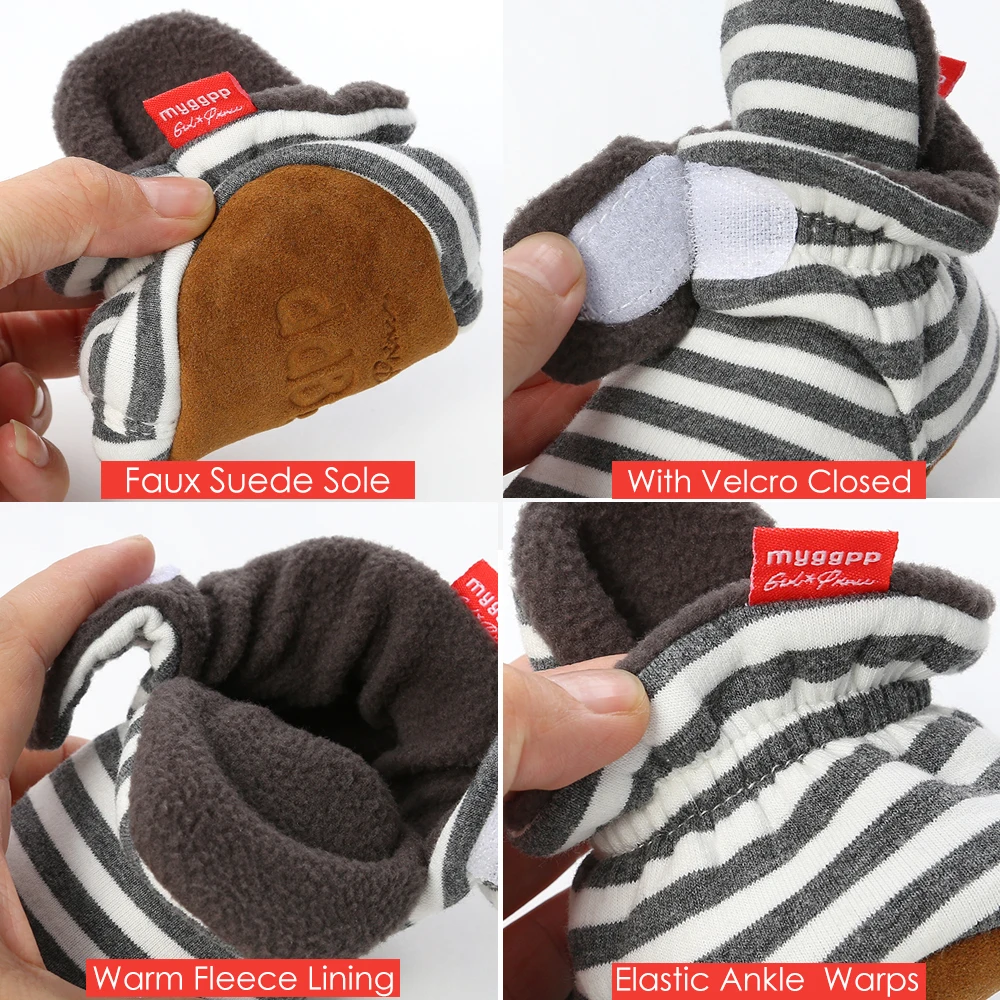 Sapatos de Bebê Recém-nascidos da Criança Botas de Algodão Infantil Meias Menino Menina Listra Gingham Primeiros Caminhantes Conforto Macio Berço Sapatos 3 botas de algodão conforto macio berço sapatos