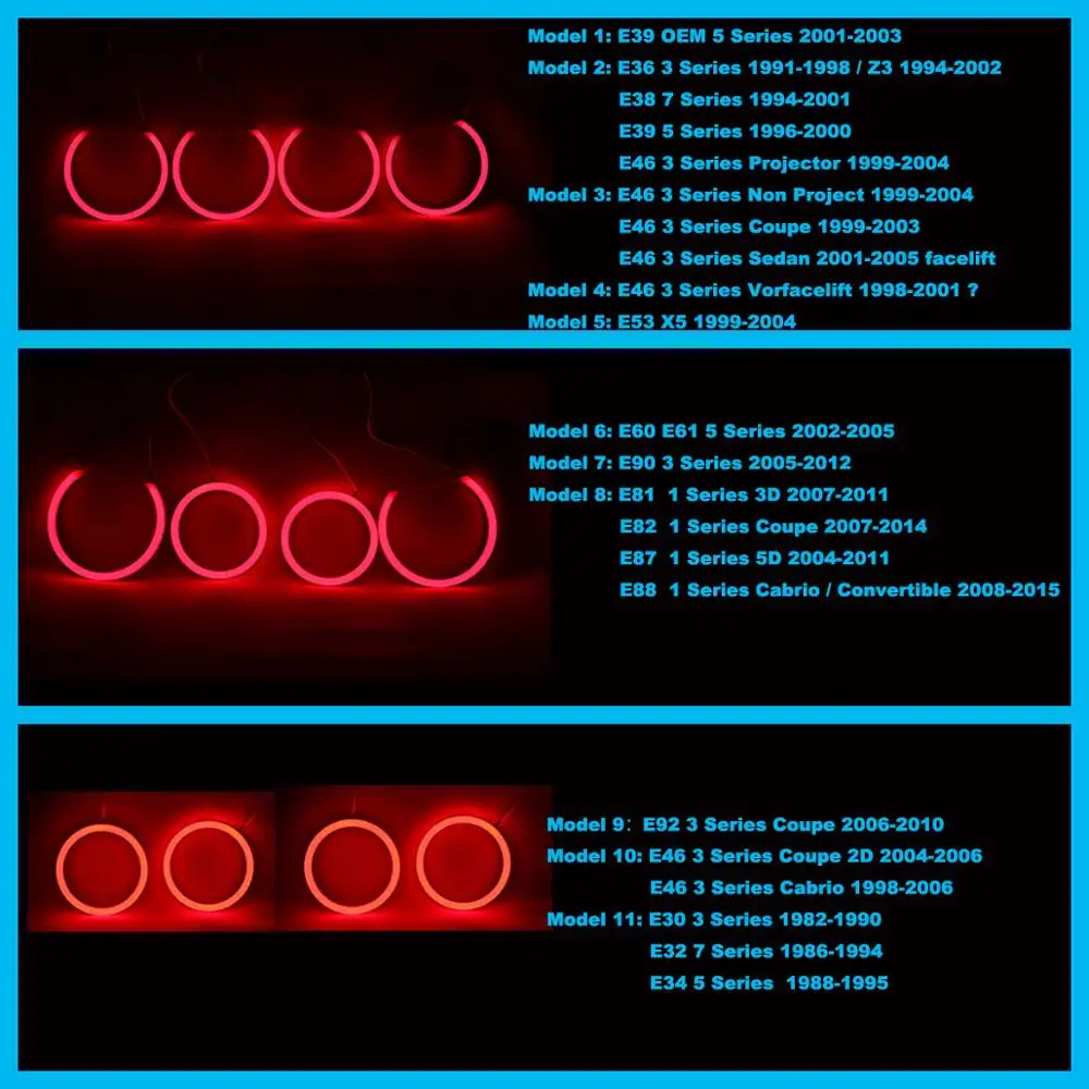 Ангельские глазки хлопок Bluetooth Беспроводной RGB контроллер комплект DRL для BMW E38 E39 E46 E90 E92 E36 E53 E60 E61 E81 E82 E83 E87 E88