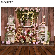 

Spring Flower Photography Background Newborn Kids Portrait Photo Props Studio Booth Vintage Child Birthday Cake Smash Backdrop