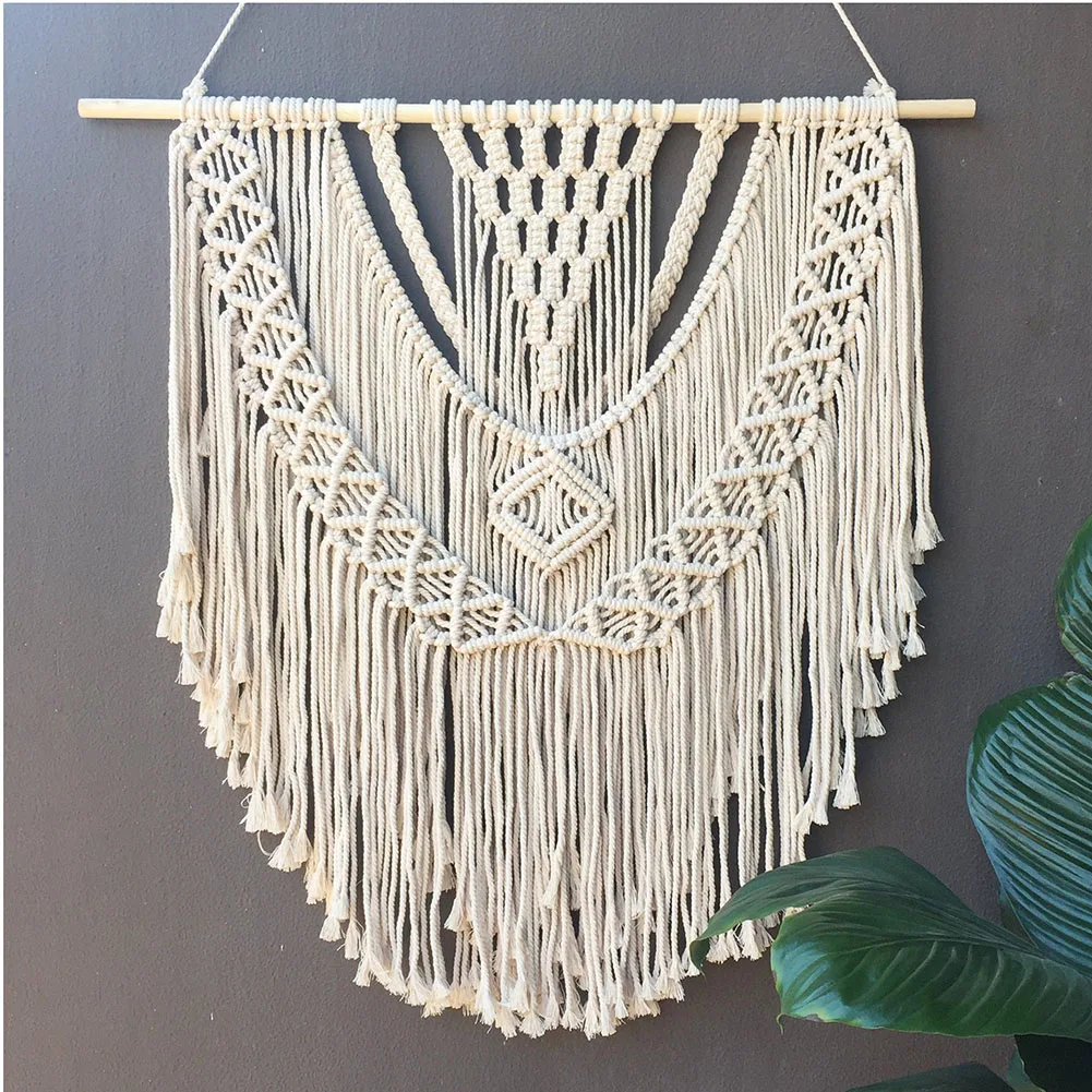 

Macrame Woven Wall Hanging Boho Chic Bohemian Home Geometric Art Decor Beautiful Apartment Dorm Room Decoration