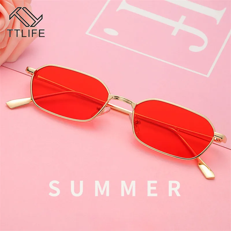 

TTLIFE Retro Sunglasses Women 2019 Luxury Brand Designer Vintage Small Black Red Yellow Shades Sun Glasses UV400 Oculos YJHH0348