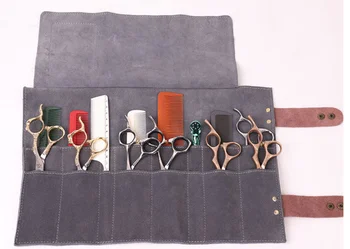 

New Genuine Leather Barber Bag Double Layer Multifunction Hairdresser Bag With Card Holder Vintage Scissors Bag Fryzjer DF020