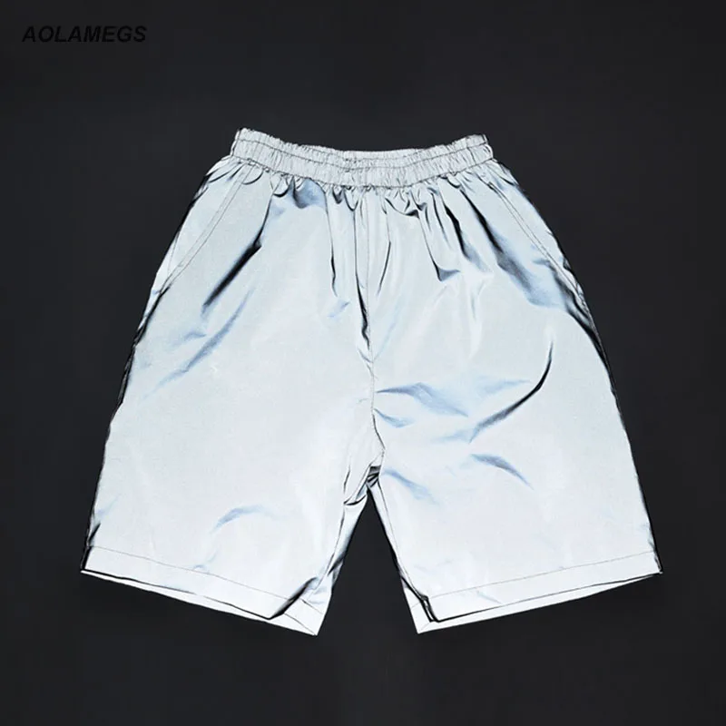 Мужские светоотражающие шорты в стиле хип-хоп, спортивная одежда harajuku, ночные шорты для бега на открытом воздухе, мужские Модные повседневные короткие брюки