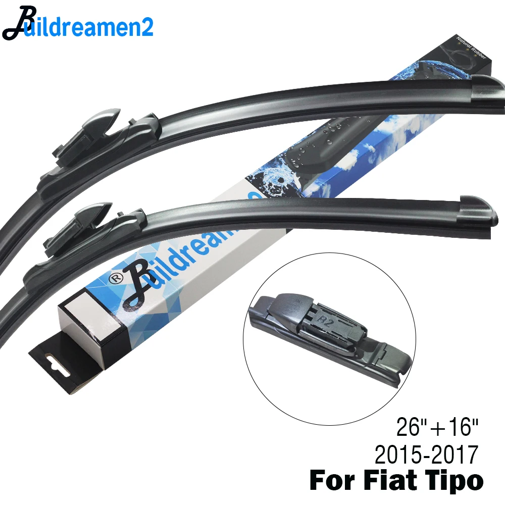 Buildreamen2 Lama Tergicristallo Dell'Automobile Di Trasporto Parabrezza Gomma Wiper Accessori Per Fiat Tipo Fit Push Button Arms 2015 2016 2017