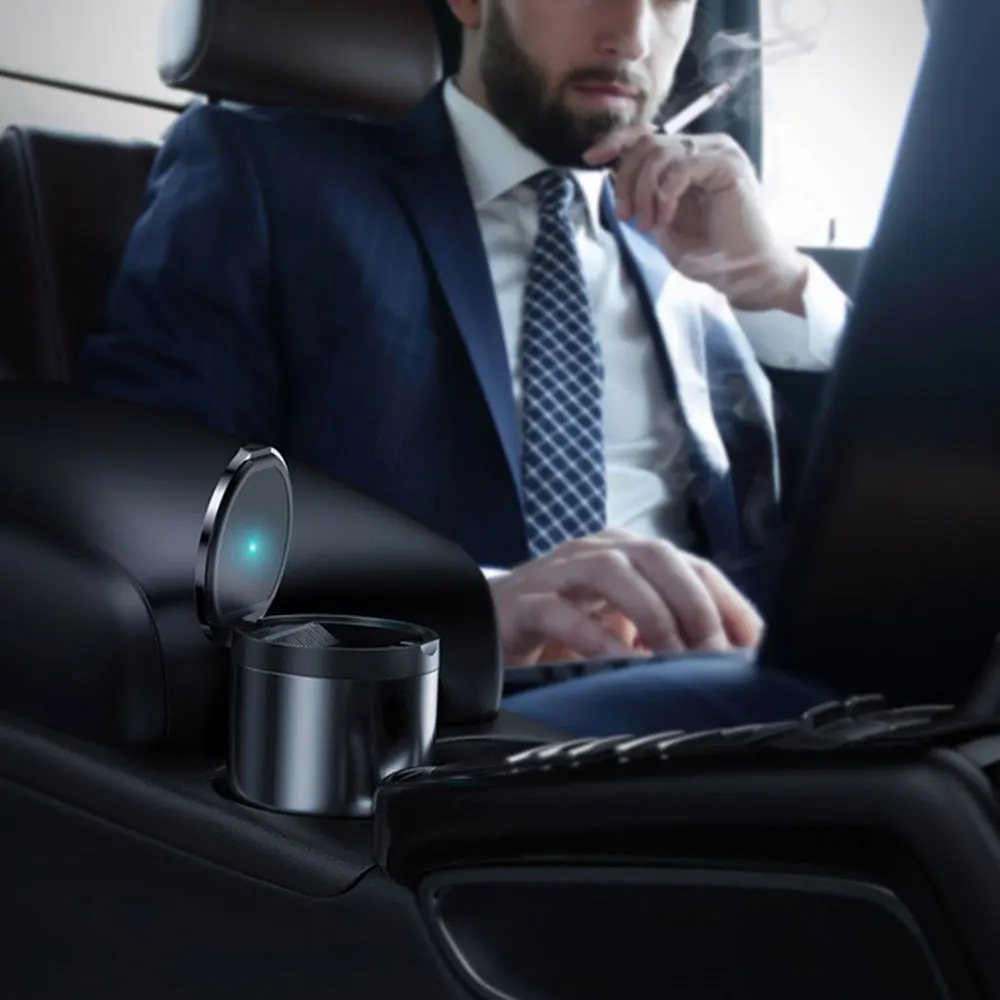 Высококачественная автомобильная пепельница с высоким огнезащитным эффектом, светодиодный светильник, автомобильная пепельница для автомобиля, грузовика, Легкая очистка, подходит для большинства чашек, Бездымная пепельница