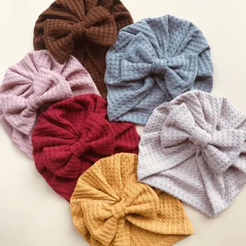 2022 Spring Summer Baby Hat Turban Cute Bows Knitted Baby Girl Hats Beanie Newborn Soft Cotton Solid Color Infant Kids Winter 1