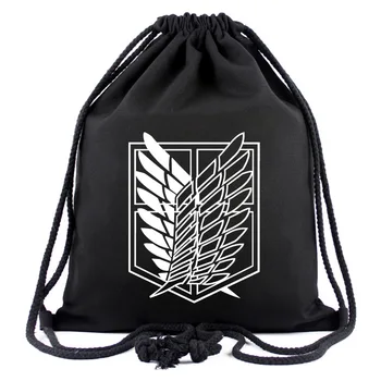 

Games Movies Attack on Titan Backpack Japanese Anime Designer Canvas Drawstring Bags for Men Women Travel Organizer Pouch Gifts