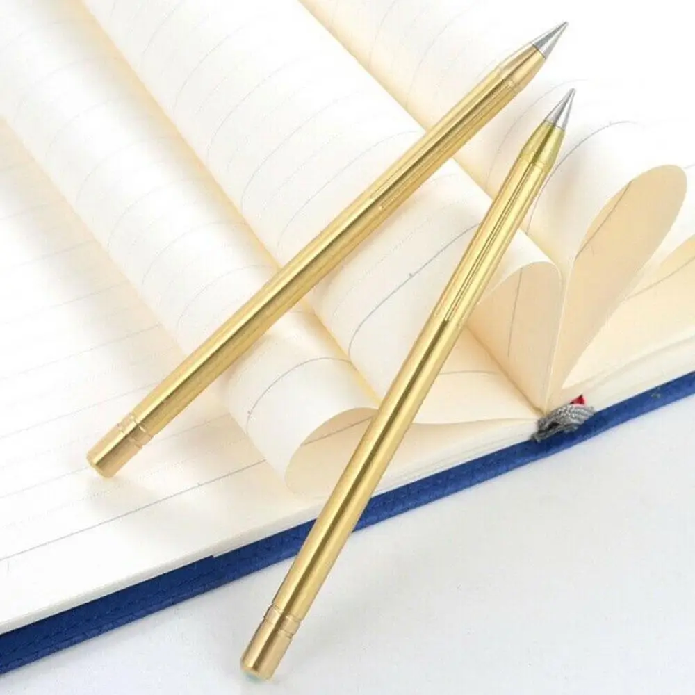Retro Brass Inkless Pen Pure Brass Metal No-ink Pen Copper Gift Pen Stylus Everlasting Pencil Outdoor Travel 1PCS