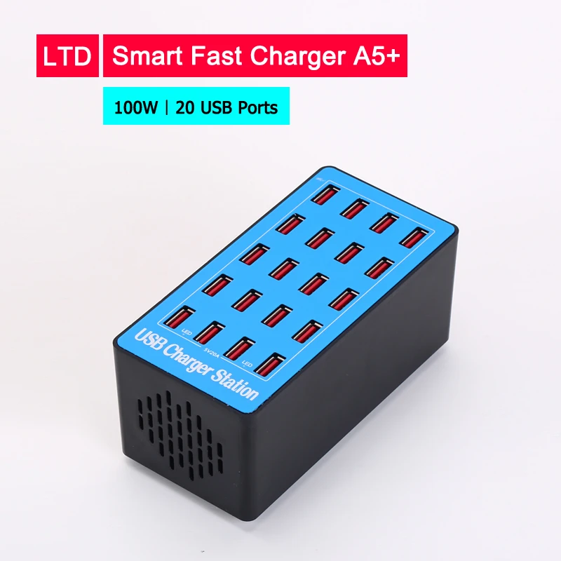 

100w 20-Port 20A USB HUB Quick charger Universal Fast charging Station Dock for Samsug s8 For Huawei P30 Pro For Mi9 For iPhone