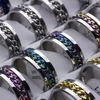 20pcs/lot Cool Spinner Chain Titanium Steel Rotatable Rings For Women Men Jewelry Party Gifts Mix Color Wholesale 4