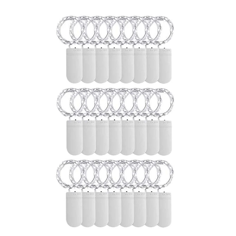 24 Pack LED Fairy Lights 20 LED Cool White Fairy String Lights 2M Waterproof Copper Wire LED Party Lights for Wedding Jars Craft