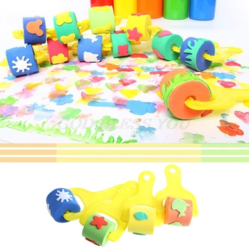 

4Pcs Sponge Roller Stamper Foam Paint Crafts Stamps Kids Children EVA Toys DIY Drop Shipping