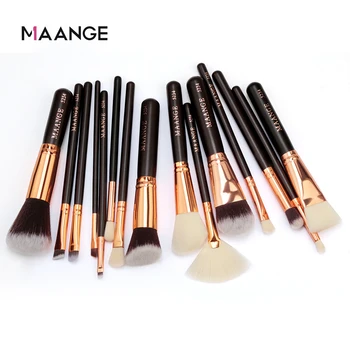 

MAANGE 15Pcs Makeup Brush Set Beauty Foundation Powder Concealer Blush Eyeshadow Contour Highlighter Blending Blush Make Up Tool