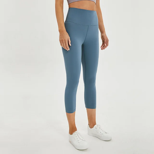 Sport Soft Female Athletic Fitness Capri Leggings Women Stretchy High Waist Gym Tights Internal Pocket Cropped Yoga Pants Women 1