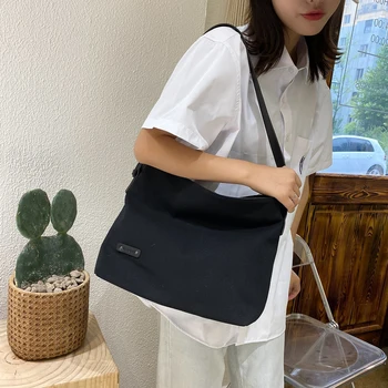 

Simple Canvas Women Shoulder Handbag Lady Big Capacity Crossbody Messenger Bag Popular Simple Female Daily Bag