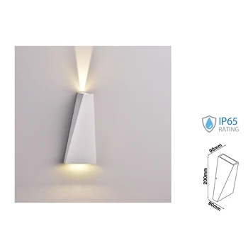 

V-TAC LD8295C LED wall sconce lamp pyramid 6W 3000K White casing double beam Up-Down IP65 SKU-8295