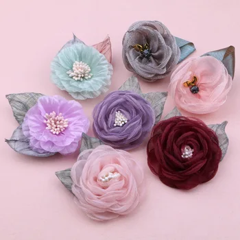 

5cmx8pcs mini chiffon fabric flower for hair cloth accessories party wedding decoration home diy decoration