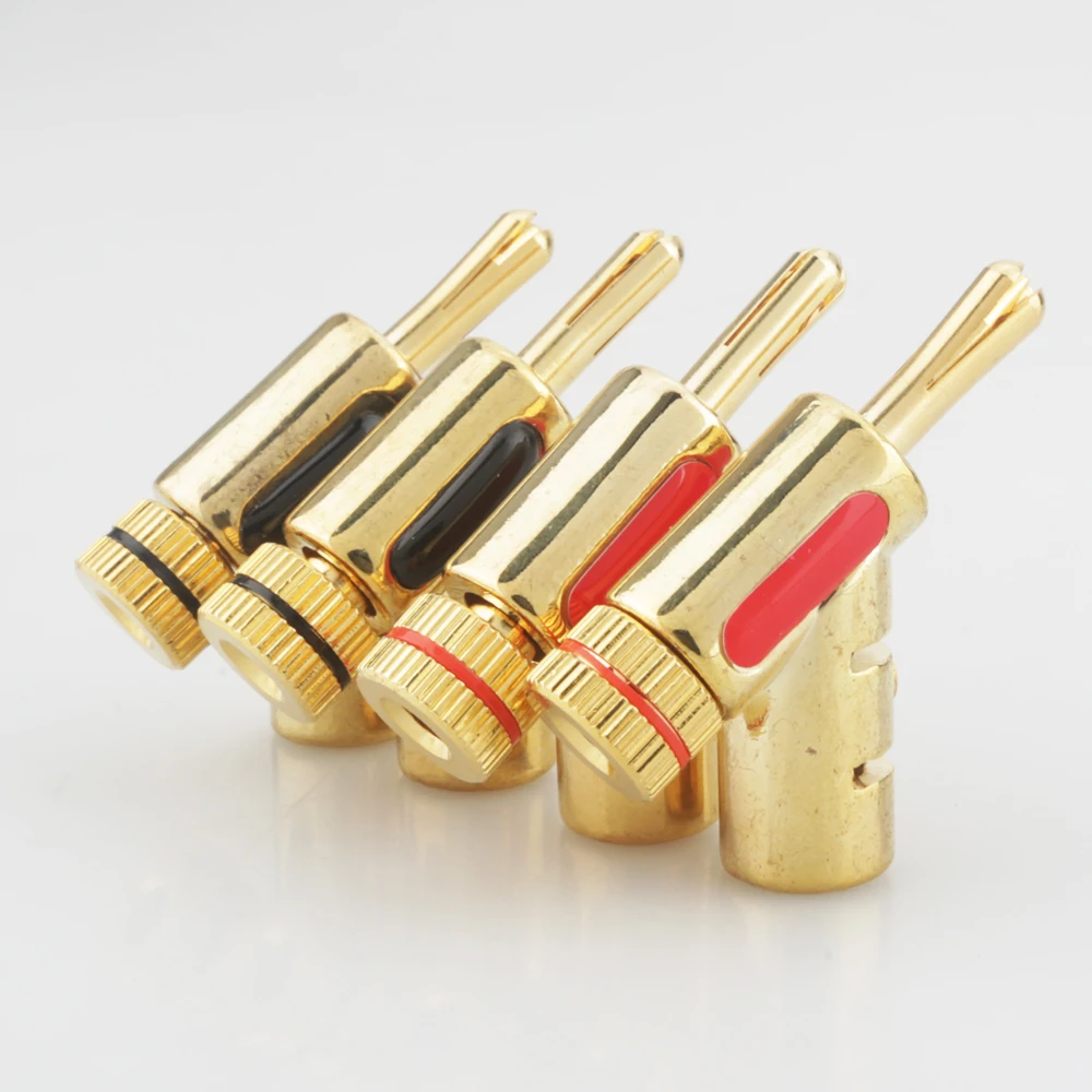 

8PCS Gold Plated Gun Type Speaker Cable Plug Locking Banana Plug Connector HIFI Jack Audio Adapter