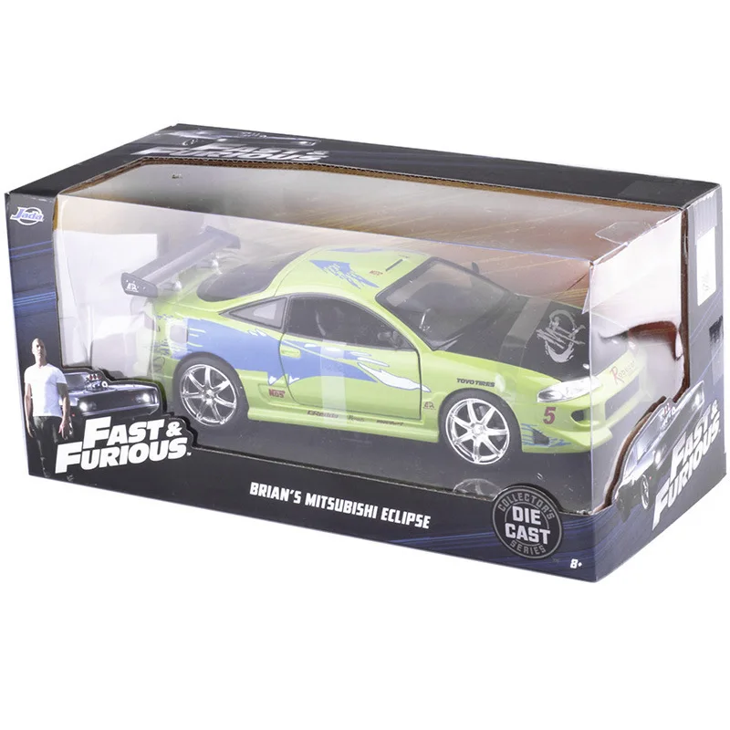 Масштаб 1:24 Форсаж Зеленый Mitsubishi Japan Eclipse1995 спортивная модель автомобиля для