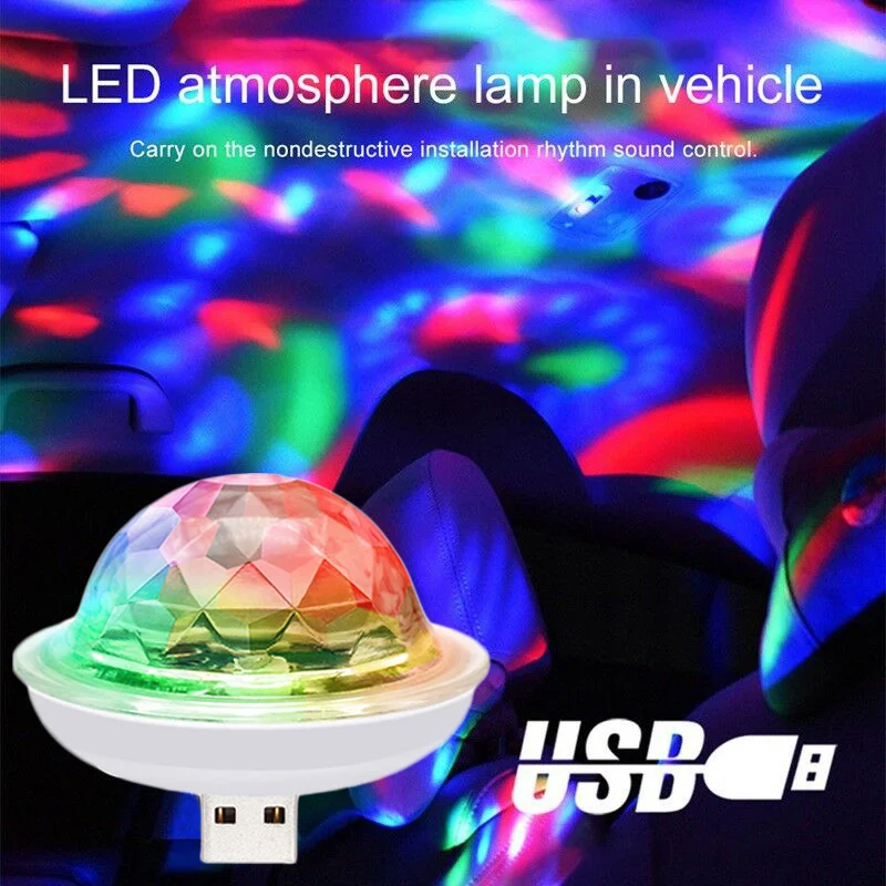 

Colorful Car USB Atmosphere Light Auto Interior Home Party Mini Disco DJ Music Bulb Lamp Sound Sensor RGB Night Lights