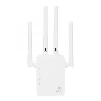 

WiFi Repeater 1200M Wireless Extender 2.4G/5G Dual Network Port External 4 Antennas WiFi Signal Amplifier