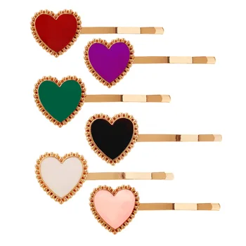 

European Style Simple Hair Styling Tools Fashion Heart Shape Basic Hair Clips Shiny Diamond Zinc Alloy For Girls Hair Barrette