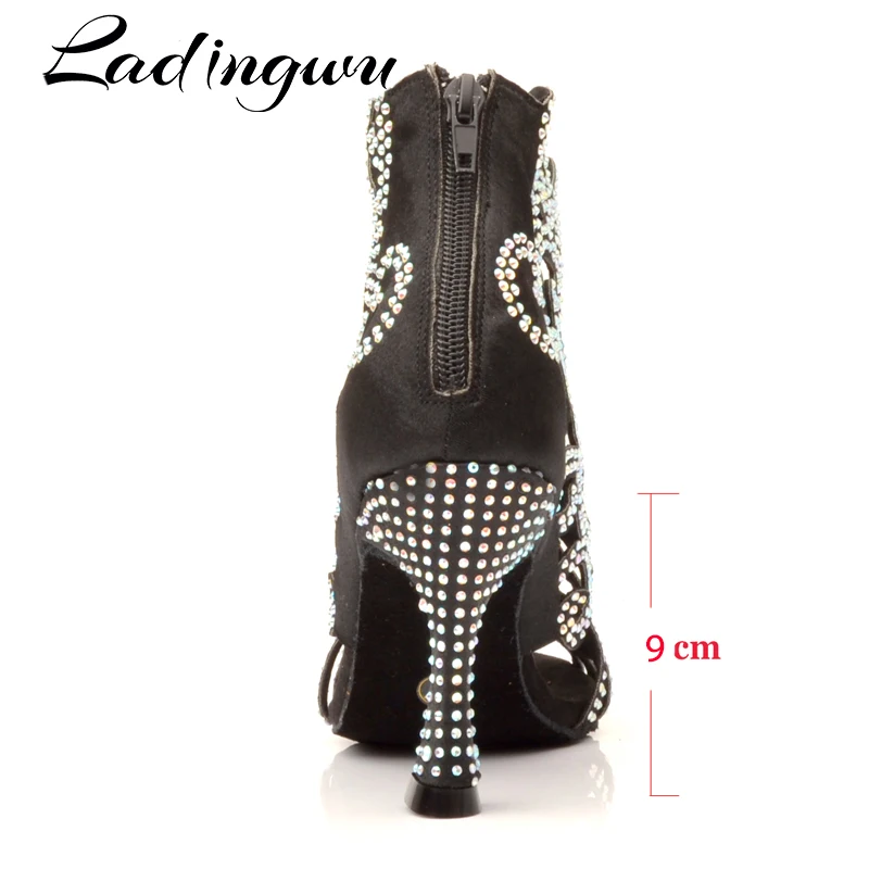 Ladingwu Brands Latin Dance Shoes Laser Engraved Rhinestone Professional Dance Shoes Customizable Colors Salsa
