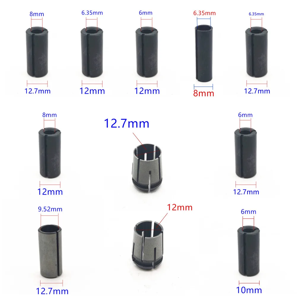 Mini Drill Chucks Adapter 6mm 8mm 10mm 12mm 12.7mm 1/2" 1/4" 3/8" Adapter Router Chuck Collet For Power Rotary Tool — view 6