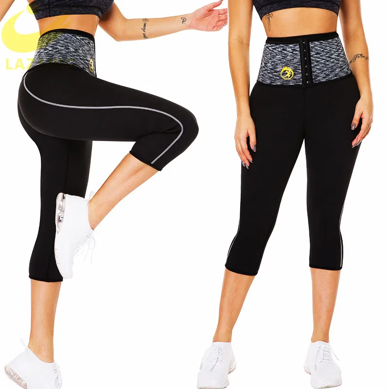 LAZAWG женские горячие спортивные брюки Неопреновая сауна спортивные шорты утягивающий корсет на талии с крюком для тренировки короткие трусики управления