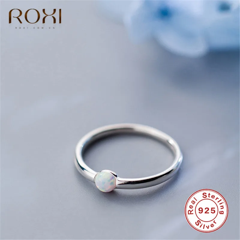 ROXI, 925 пробы, серебряные, круглые, опаловые кольца для женщин, вечерние, классические, минималистичные, обручальное кольцо, тонкое, указательный палец, кольцо для пары, ювелирное изделие